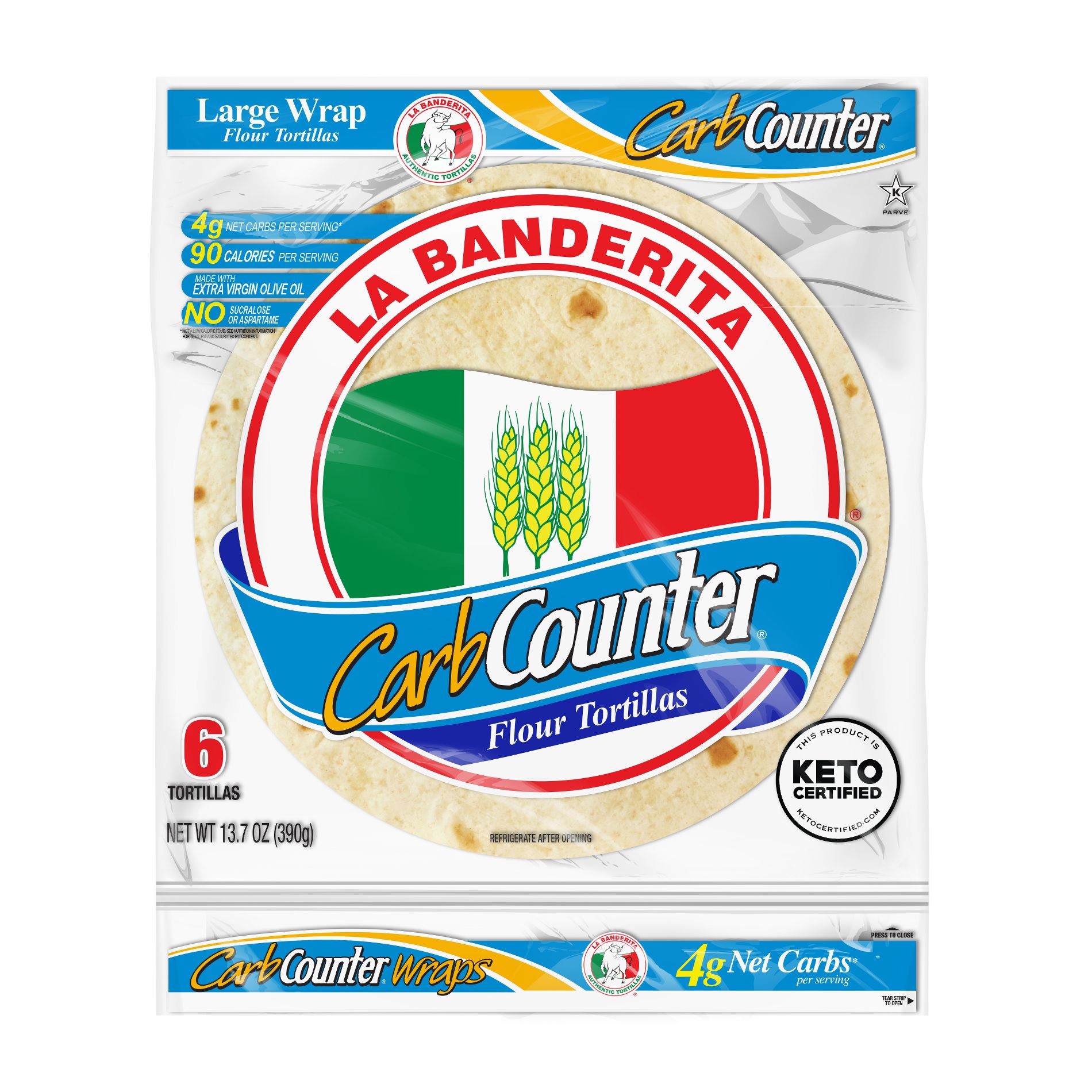La Banderita Carb Counter 10" Flour Tortillas - 13.7oz/6ct
