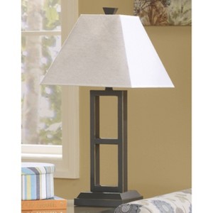 Deidra Metal Set Of 2 Table Lamp Black: Rustic Base, Linen Shade, On/Off Switch - Signature Design by Ashley - 1 of 4