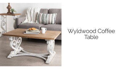Rustic Brown and White Rectangular Wood Coffee Table