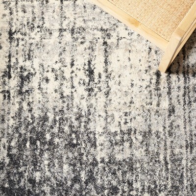 Abstract Shag Black Synthetic 2'3" X 7' Hand-Knotted Runner Rug