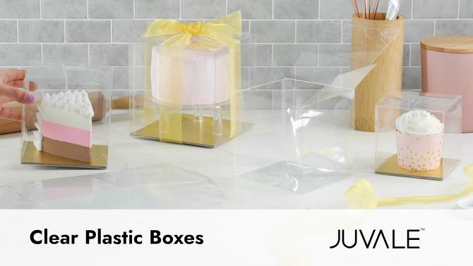 Juvale 50-Pack Clear Gift Boxes - 3x3x3 In Square Plastic Transparent Favor Boxes for Wedding, Baby Shower, Birthday Party, 2 of 10, play video