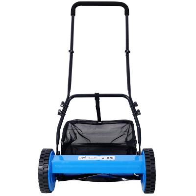 VYNXARIA Blue 14-Inch Push Reel Lawn Mowers - Precision Grass Cutter with Catcher