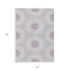 Lilac Purple And Ivory Floral Medallion Washable Indoor Outdoor Area Rug - 3 of 4