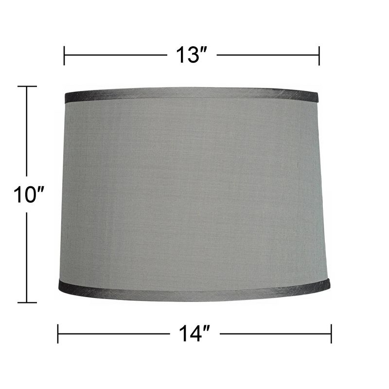 Springcrest Platinum Gray Medium Dupioni Silk Lamp Shade 13" Top x 14" Bottom x 10" Slant x 10" High (Spider) Replacement with Harp and Finial, 5 of 8