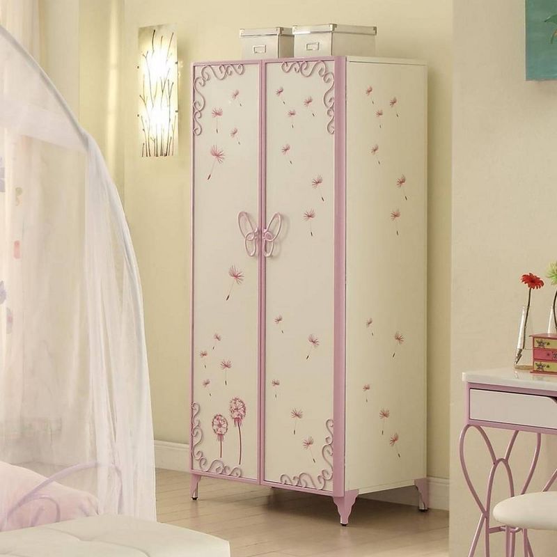 32&#34; Priya II Decorative Storage Cabinet White and Light Purple - Acme Furniture, 1 of 9