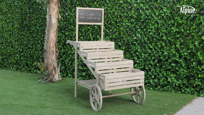 Novelty Wooden Cart Plant Stand with Chalkboard - Alpine Corporation, 2 of 8, play video