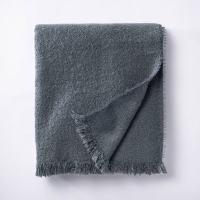 Boucle Faux Mohair Throw Blanket Blue - Threshold™ designed with Studio McGee