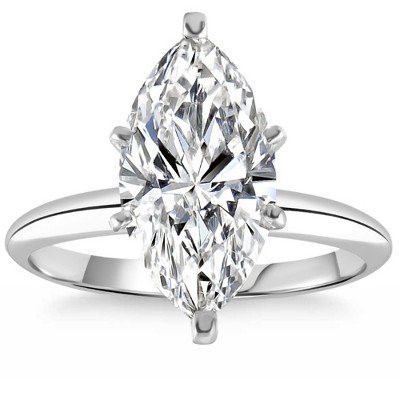 Pompeii3 3Ct White Gold Certified Lab Created Marquise Diamond Engagement Ring - Size 6.5