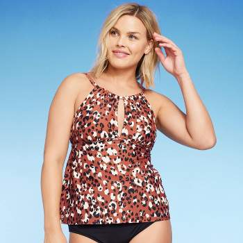 Women's Leopard Print Square Neck Bikini Top - Kona Sol™ Multi Xl