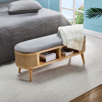 Aaron Storage bench for Bedroom with Solid Wood Legs | ARTFUL LIVING DESIGN