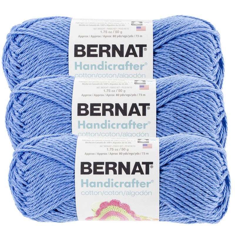 (Pack of 3) Bernat Handicrafter Cotton Yarn - Solids-Blueberry, 1 of 3