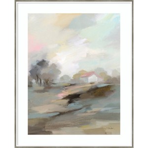 33"x41" Farm in April by Silvia Vassileva Wood Framed Wall Art Print Silver - Amanti Art: Modern Style, Acrylic & Fir Wood, Wire Mounted - 1 of 4