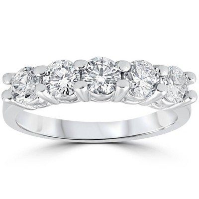 Pompeii3 1ct Diamond Wedding Five Stone Ring 14k White Gold