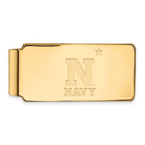 Black Bow Jewelry 10k Yellow Gold Navy Midshipmen NCAA Money Clip - 1 of 3