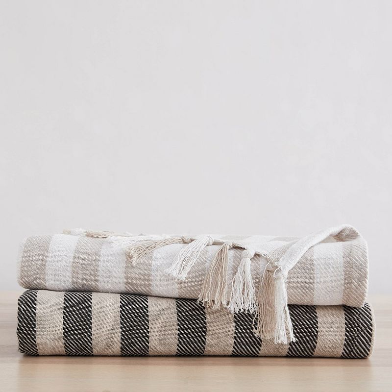 Southshore Fine Living 100% Cotton lightweight, breathable Stripe Collection throw blanket, 4 of 5