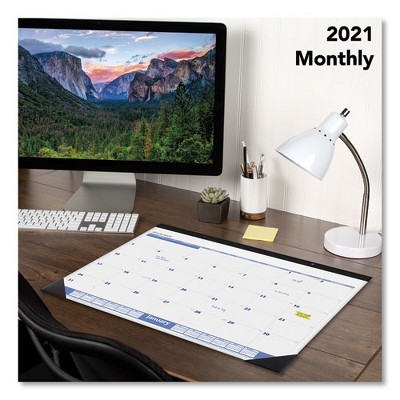 Standard White Monthly Desk Pad with Black Binding and Corners