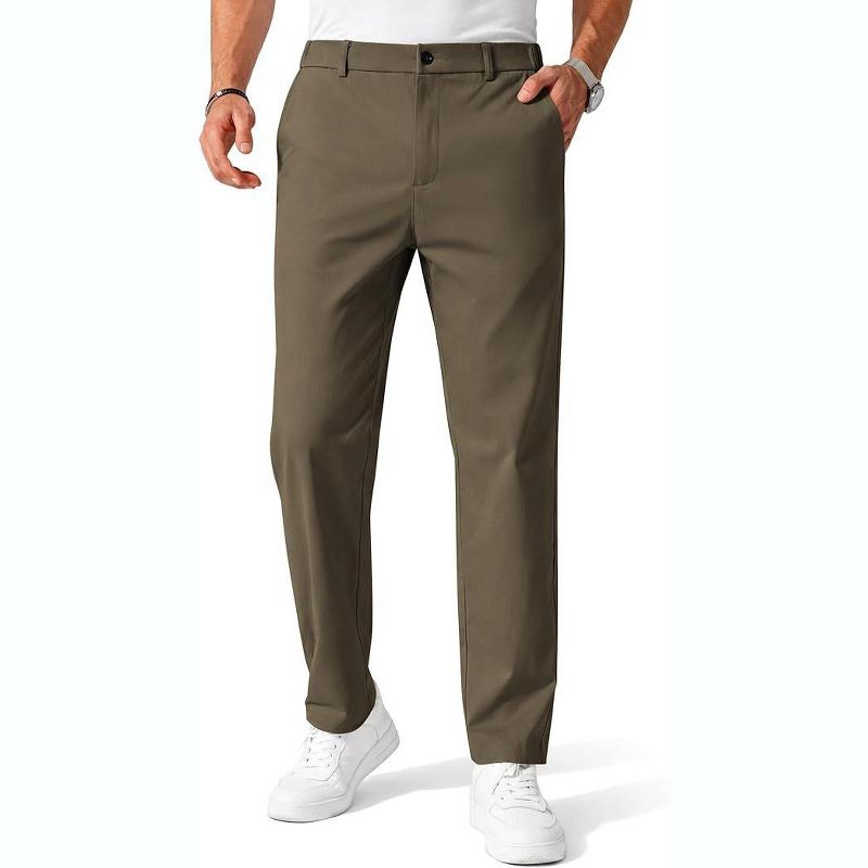 COOFANDY Mens Chino Pants Casual Business Dress Pants Stretch Golf Trousers with Pockets Army Green S