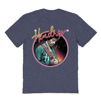 Jimi Hendrix Men's Guitar Green Jacket Short Sleeve Graphic Cotton T-Shirt - Navy Heather 2X