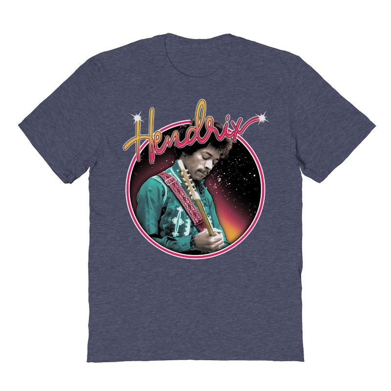 Jimi Hendrix Men's Guitar Green Jacket Short Sleeve Graphic Cotton T-Shirt - Navy Heather 2X, 1 of 2