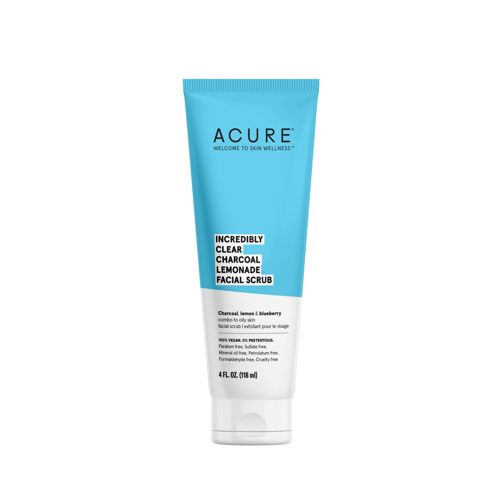Photos - Cream / Lotion Acure Incredibly Clear Charcoal Lemonade Facial Scrub - Unscented - 4 fl o 