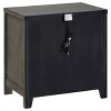 Gulches Modern 2 Drawer Nightstand with USB Port Gray Wood Grain Finish, Golden Brass Trim and Pulls, Stylish Storage - 3 of 4