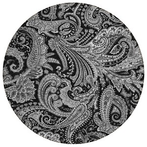 Black Gray And White Paisley Washable Indoor Outdoor Area Rug - 1 of 4