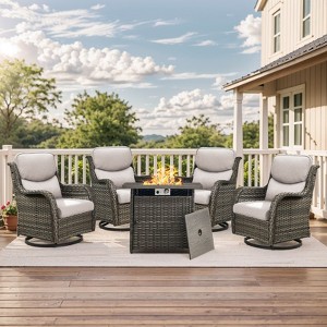 Gymojoy  Outdoor 5 Inch Gliders Chairs with Fire Pit Table Patio Funiture - 1 of 4