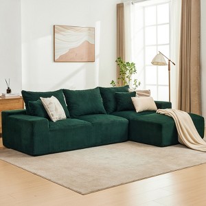 Modular L-Shaped Cloud Sofa – 110" Convertible Chenille Sectional w/Ottomans, Washable & No Assembly - 1 of 4