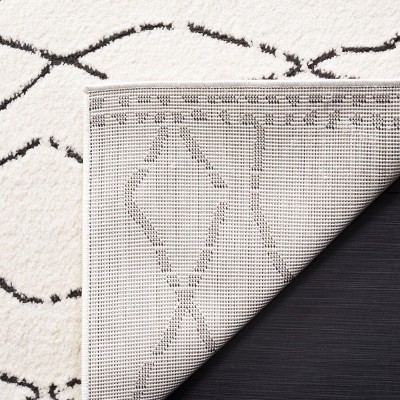 Ivory and Black Geometric Square Area Rug, 6'7"