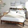 FURNIinspire Beds Modern Queen Size Bed Frame Iron Platform Bed with Soft-Padded Headboard, Storage, Bedroom Furniture, Brown, 85.5"*60.4"*40.6" - 2 of 4