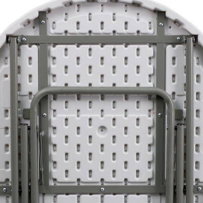 Gray Metal 31.5'' Round White Plastic Folding Table