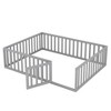 CAVINAS Queen Size Wood Montessori Bed,Modern Floor Bed Frame with Safety Fence and Door,Toddler Bed for Bedroom,Gray - 4 of 4