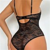 Clotth Women's Lace Teddy Bodysuit with Stockings - Underwire Lingerie Babydoll, Sheer Lace Bodysuit with Attached Stockings - 2 of 4