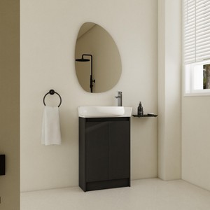 NicBex 16" Modern Bathroom Vanity Cabinet with Ceramic Sink,Freestanding Cabinet with Soft Close Doors for Bathroom,1.38"Pre-drilled Faucet - 1 of 4