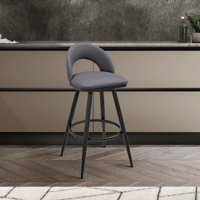 PAGED Swivel Bar Stools Faux Leather Counter Stools with Footrest, Island Chairs for Home Pub