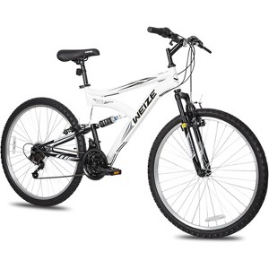 WEIZE Mountain Bike, 26"/27.5" Outdoor Cycling MTB 18 Speed, High Carbon Steel Frame with Dual Full Suspension, Black & White Bikes for Men Women - 1 of 4