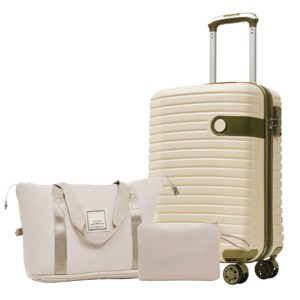 ChicFurnit Bag and Luggage Sets 3 Piece Hardside Large Checked Luggage Set with Duffle Bag, Spinner Wheels, White, 13.6"*8.9"*21.3" - 1 of 4