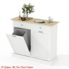 20 Gallons Tilt Out Trash Cabinet, 2 Door Wood Garbage Recycling Cabinet w/Hideaway Drawer, Freestanding Kitchen Trash Bin Cabinet - 2 of 4