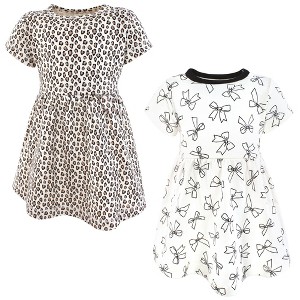 Hudson Baby Infant and Toddler Girls Cotton Dresses, Bows And Leopard - 1 of 4