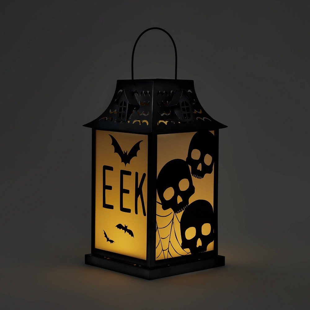 Falloween Light Up Small Skeleton Halloween Decorative Metal Lantern - Hyde & EEK! Boutique™