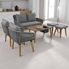 6-Piece Outdoor Wicker Sofa Set with Unique Rope Weaving, Acacia Wood Coffee Table with Ice Bucket, and Ottomans - 3 of 4