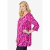 Woman Within Plus Size Perfect Printed Three-Quarter-Sleeve V-Neck Tunic - 4 of 4