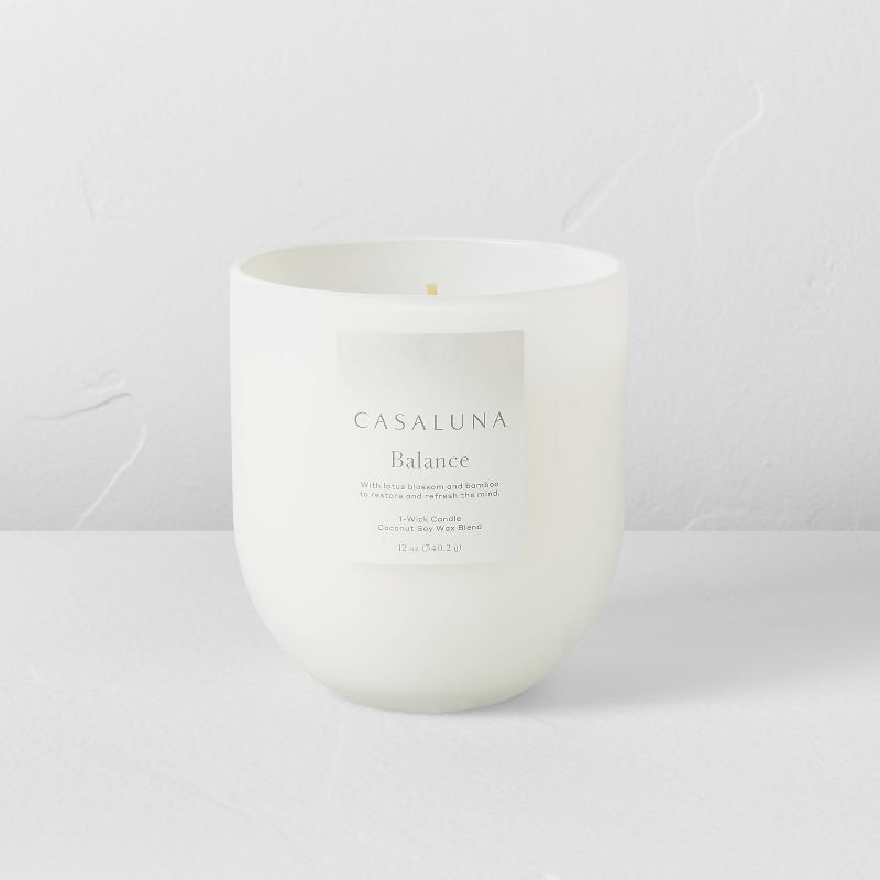 Balance Core Frosted Glass Wellness Jar Candle White - Casaluna™, 1 of 8