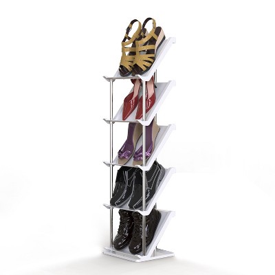 NewHome"5-Tier Vertical Shoe Rack - Narrow, Stackable, Space-Saving Organizer for Entryway, Bedroom & Hallway"Grey