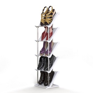 NewHome"5-Tier Vertical Shoe Rack - Narrow, Stackable, Space-Saving Organizer for Entryway, Bedroom & Hallway"Grey - 1 of 4