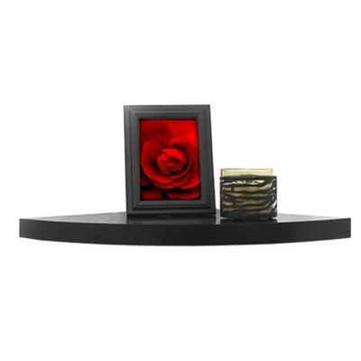 InPlace 18" x 18" Floating Corner Shelf Wall Mounted Black - Modern Decor, MDF, Smooth Finish