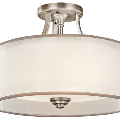 Antique Pewter 15" Drum Semi-Flush Ceiling Light