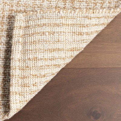 Ivory Checkered Flat Woven Wool and Synthetic Rug, 4' x 6'