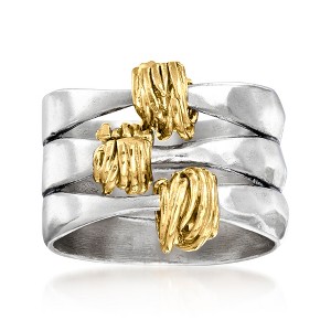 Ross-Simons Two-Tone Sterling Silver Wrapped Station Ring - 1 of 4