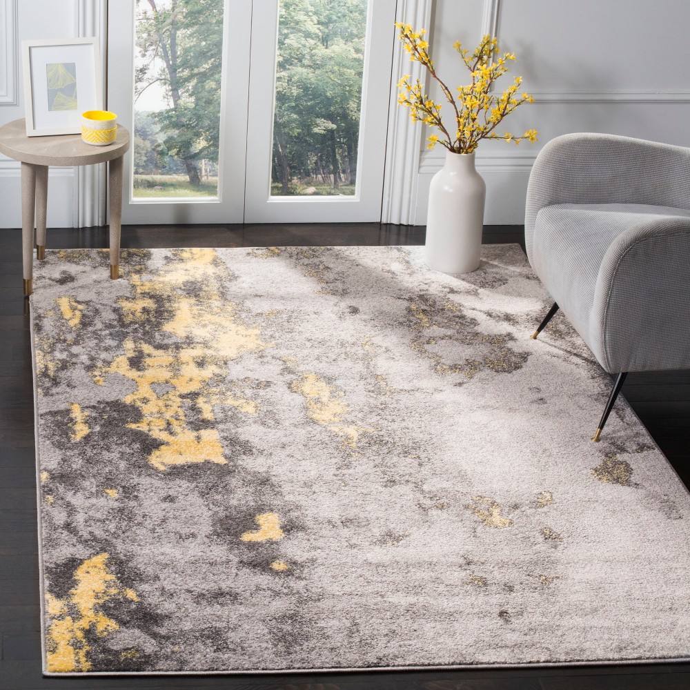 6'x6' Splatter Loomed Square Area Rug Gray/Yellow - Safavieh